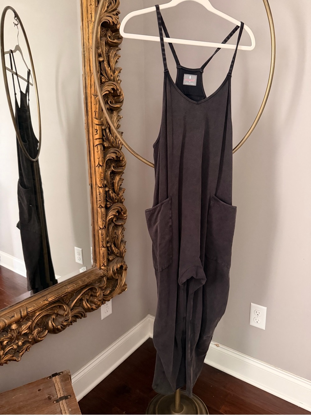 Free People Hot Shot Onesie in Washed Black - XS